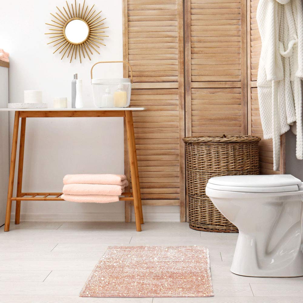 Emma Barclay Twinkle - Super Soft Bath Mat – Luxury Bath Mat With Sparkle Detailing, 60% Polyester, 40% Cotton in Blush Pink - 50x80cm — image 1