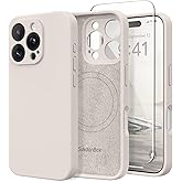 SuydanBox Magnetic for iPhone 16 Pro Case, Compatible with MagSafe, [Full Camera Protection][Screen Protector] Silicone Shockproof Protective Phone Case for iPhone 16 Pro 6.3", Stone