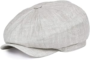 BOTVELA Men's Linen Newsboy Cap Herringbone Breathable Summer Hat