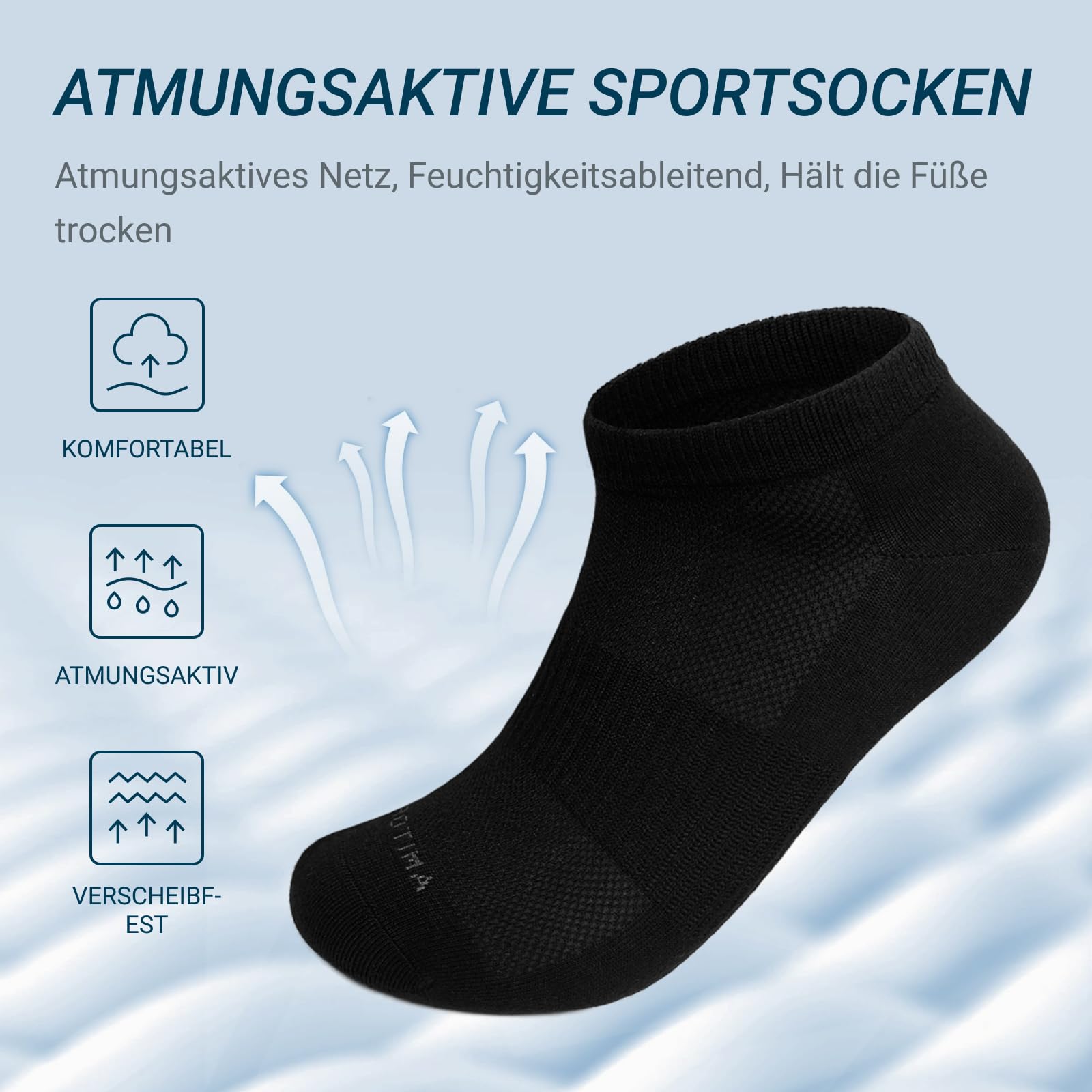 LOFIR Bambus Kurz Sneakersocken für Herren: Sommer Sneaker Socken Männer Sportsocken Atmungsaktiv Trainer Kurzsocken für Sport Wandern Spazierengehen 6 Paar Schwarz 43-46 5