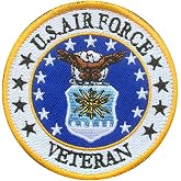 1 Pcs American &rdquo;U S A F Veteran&rdquo; Patch - Size 3.15&rdquo; Round - Hook &amp; Loop Fastener Backing - Accessory Patch for Clothing, Jackets, Jeans, Cap, Backpacks,Uniform, Veteran Support