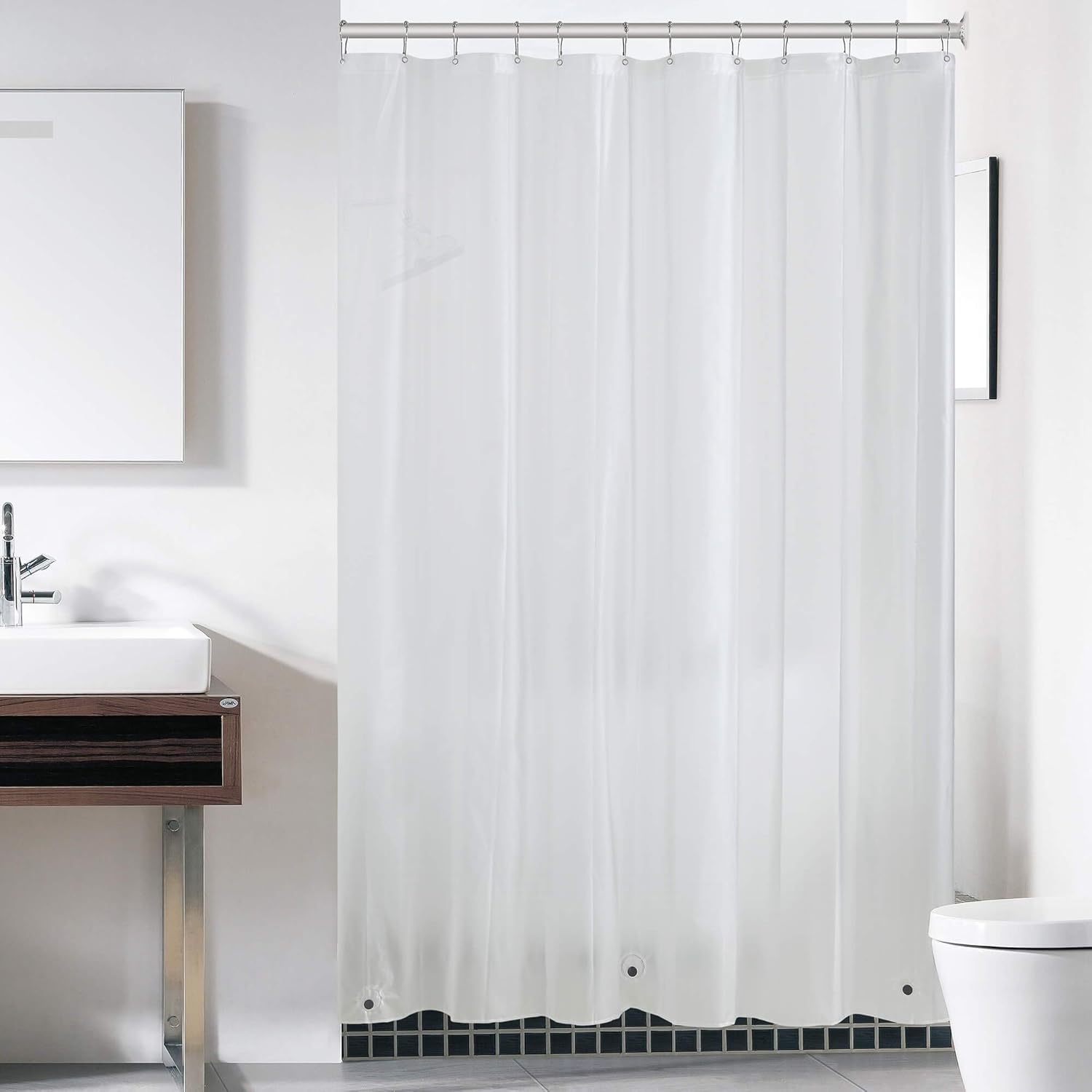 downluxe Frosted Shower Curtain Liner 72x72 PEVA 3 Gauge Light Weight