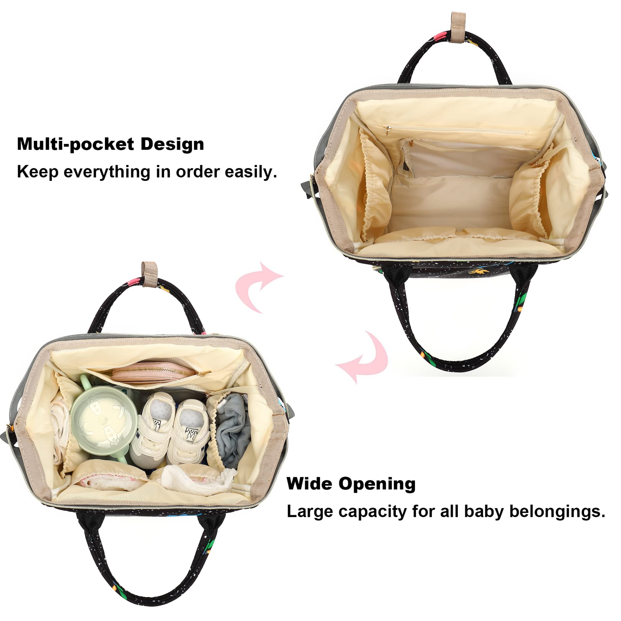 Xunteny Baby Diaper Bag Backpack for Girls Boys, Waterproof Large Maternity Nappy Bags for Mom