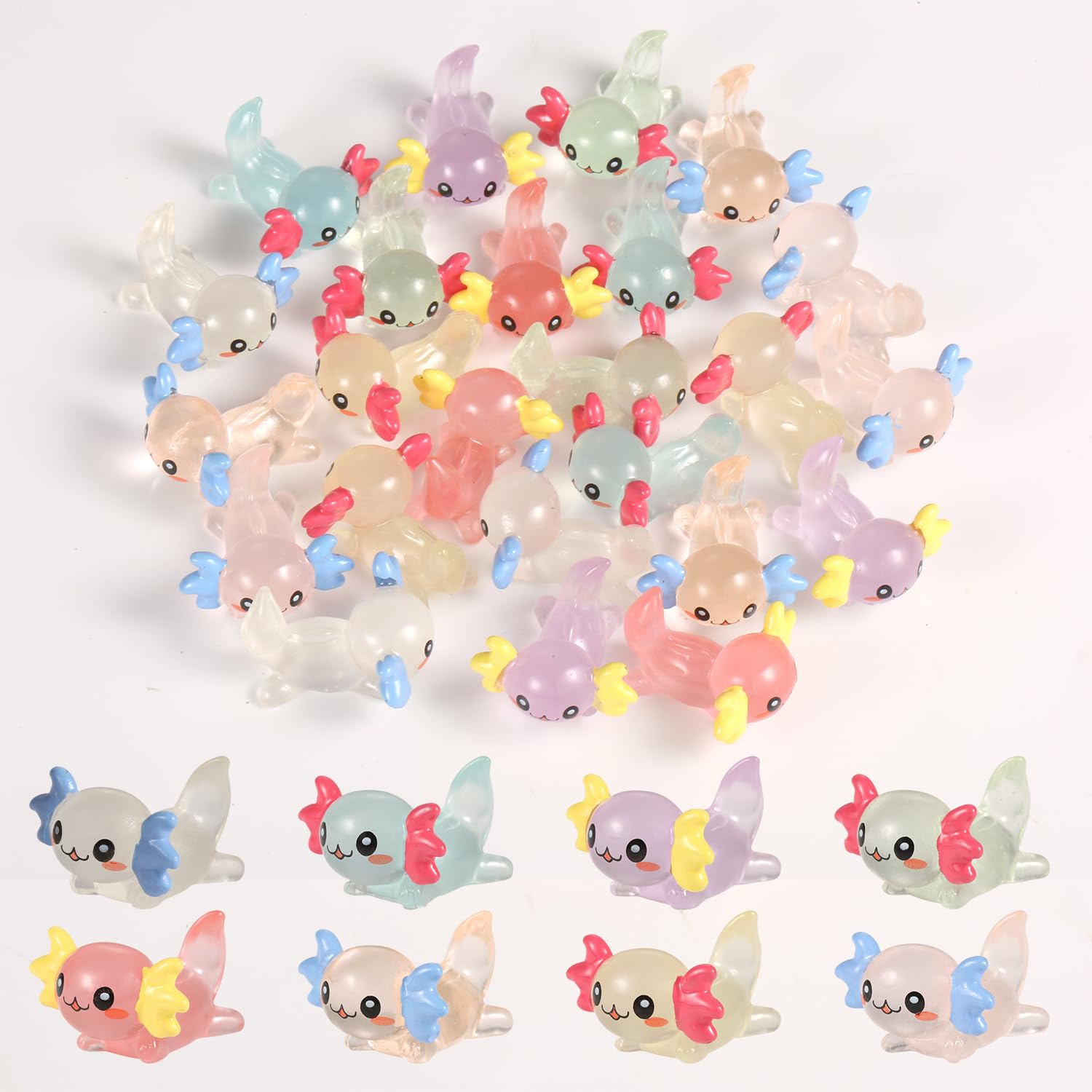 LUTER 24pcs Mini Resin Miniature Figurine, Glow in The Dark Figurines Fun Tiny Animal for DIY Craft Garden Fairy Landscape Dollhouse Ornament Potted Plants Decorations, 2.55x2.3x1.5 cm (A29161)