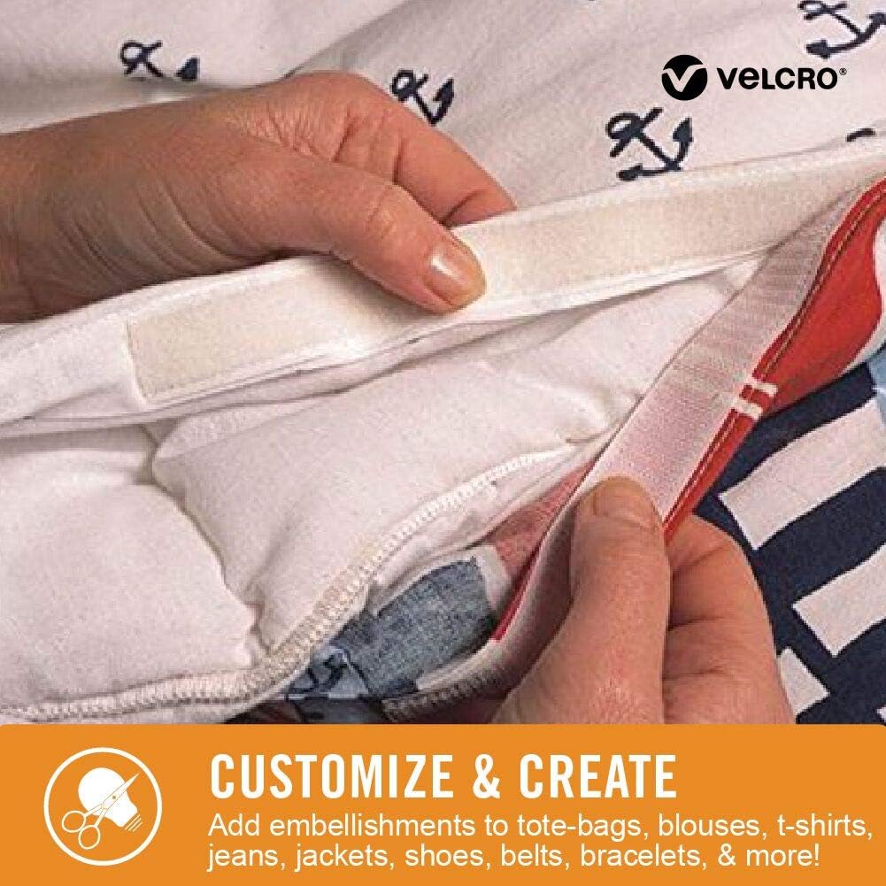 VELCRO Brand Sticky Back for Fabrics | 24" x 3/4" Tape with Adhesive | No Sewing Needed | Cut Strips to Length Permanent Bond to Clothing for Hemming and Closures