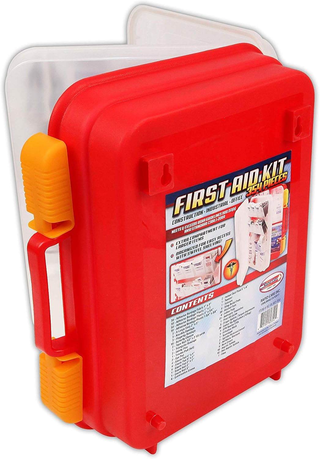 Rapid Care First Aid RC-BLMD-354 354 Piece ANSI/OSHA Compliant Emergency First Aid Kit, Wall Mountable, Multi Compartment with Easy Access Tilt Trays: Home Improvement