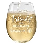 TIAOFENGZHEN Birthday Gifts for Women Friendship – Wine Glasses – Friends are The Greatest Treasure in Life – Scratch-Resistant Wine Glass, Best Friend Birthday Gifts for Women and Men