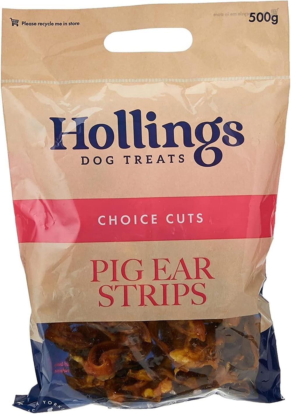 Hollings Pig Ear Strips Dog Treats 500g Grain Free Natural Air Dried