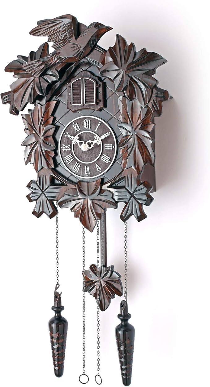 Polaris Clocks Cuckoo Clock with Night Mode, Hand Carved