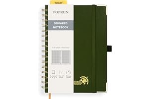 POPRUN Graph Paper Spiral Journal Notebook [A5-5.75'' x 8.25''] - 120 GSM Thick Paper, 141 Numbered Pages, Grid Notebooks for