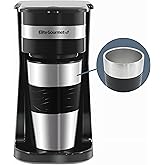 Elite Gourmet EHC111A Personal Single-Serve Compact Coffee Maker Brewer Includes 14Oz. Stainless Steel Interior Thermal Trave