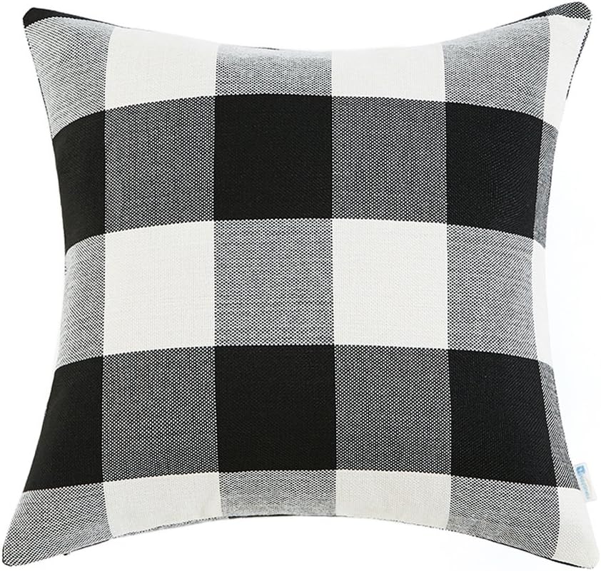 Black and White Buffalo Check Plaid Throw Pillow Covers