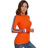 AmélieBoutik Women Mock Neck Fair Isle Trim Long Sleeve Pullover Knit Sweater