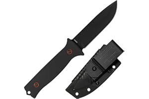 704 Gear Baron Fixed Blade Knife | 4.5 inch 14C28N Steel Full Tang Blade, Textured G10 Handle, and Kydex Sheath with Carrying Clip | Black