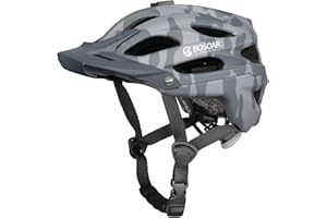 Bosoar Mountain Bike Helmet,Adult Cycling Helmet with Camera Mount and Detachable Visor for Men Women Youth,Suggested Fit 55-61 Cm