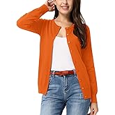 GRACE KARIN Orange Cardigan for Women Dressy Button Up Sweater Jacket Lightweight Spring Clothes Cardigans Outfits L