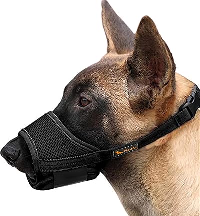 HEELE Dog Muzzle Breathable Mesh Nylon Adjustable Loop Black XS