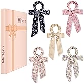 Mirlern 5 Pcs Knotted Bow Hair Scrunchies, Hair Bows Scarf Scrunchies for Women Girls, Elastic Hair Ties with Bows for thick hair, Ponytail Holder Hair Accessories for Women (Multicolor Colors)