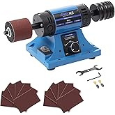 JUWELAIDE Leather Burnishing Machine | Variable Speed Leathercraft Bench Grinder, Polishing Tool, Sanding Machine, Rosewood Wheel for Leather Edge | Low Noise Motor, Standard 2x2 Inch Drum Sleeves