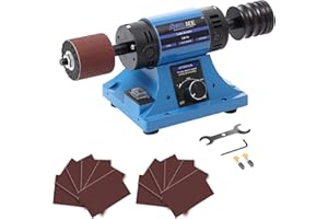 JUWELAIDE Leather Burnishing Machine | Variable Speed Leathercraft Bench Grinder, Polishing Tool, Sanding Machine, Rosewood Wheel for Leather Edge | Low Noise Motor, Standard 2x2 Inch Drum Sleeves