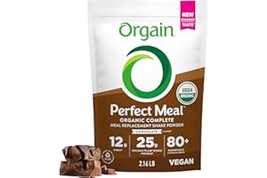 Orgain Perfect Meal, Organic, Vegan Meal Replacement Protein Powder, Chocolate - 25g Plant Based Protein, 80+ Superfoods, 1B Probiotics & 10g Fiber, Adaptogens & Ashwagandha - 2.16lb
