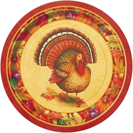 Amazon Com Festive Turkey Thanksgiving Dessert Plates 8ct