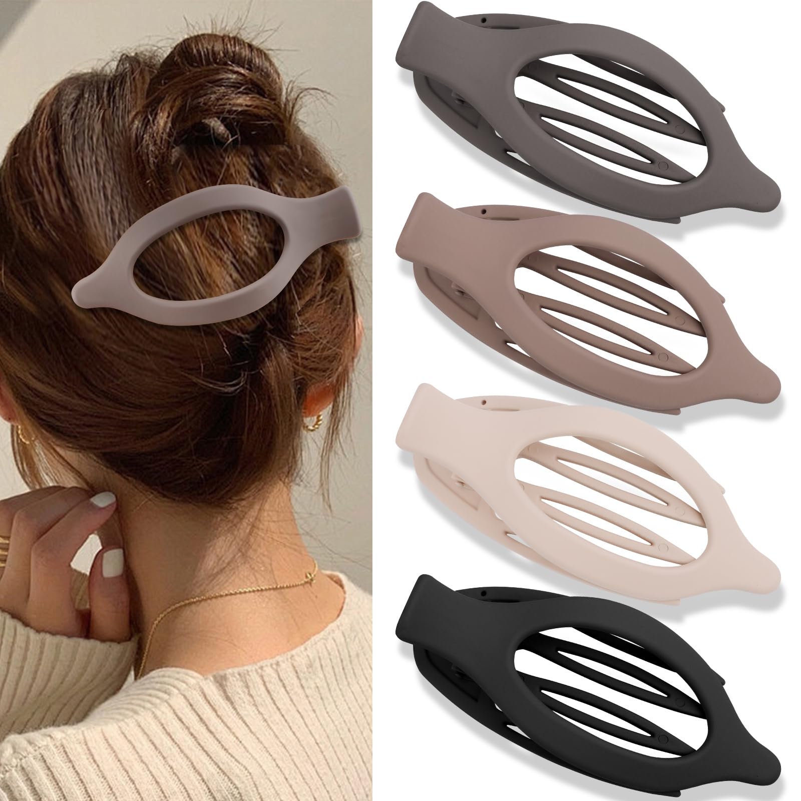 Photo 1 of Canitor 4 PCS Hair Clips for Women - Flat Claw Clips for Thick Thin Hair, Matte French Alligator Clips for Girls