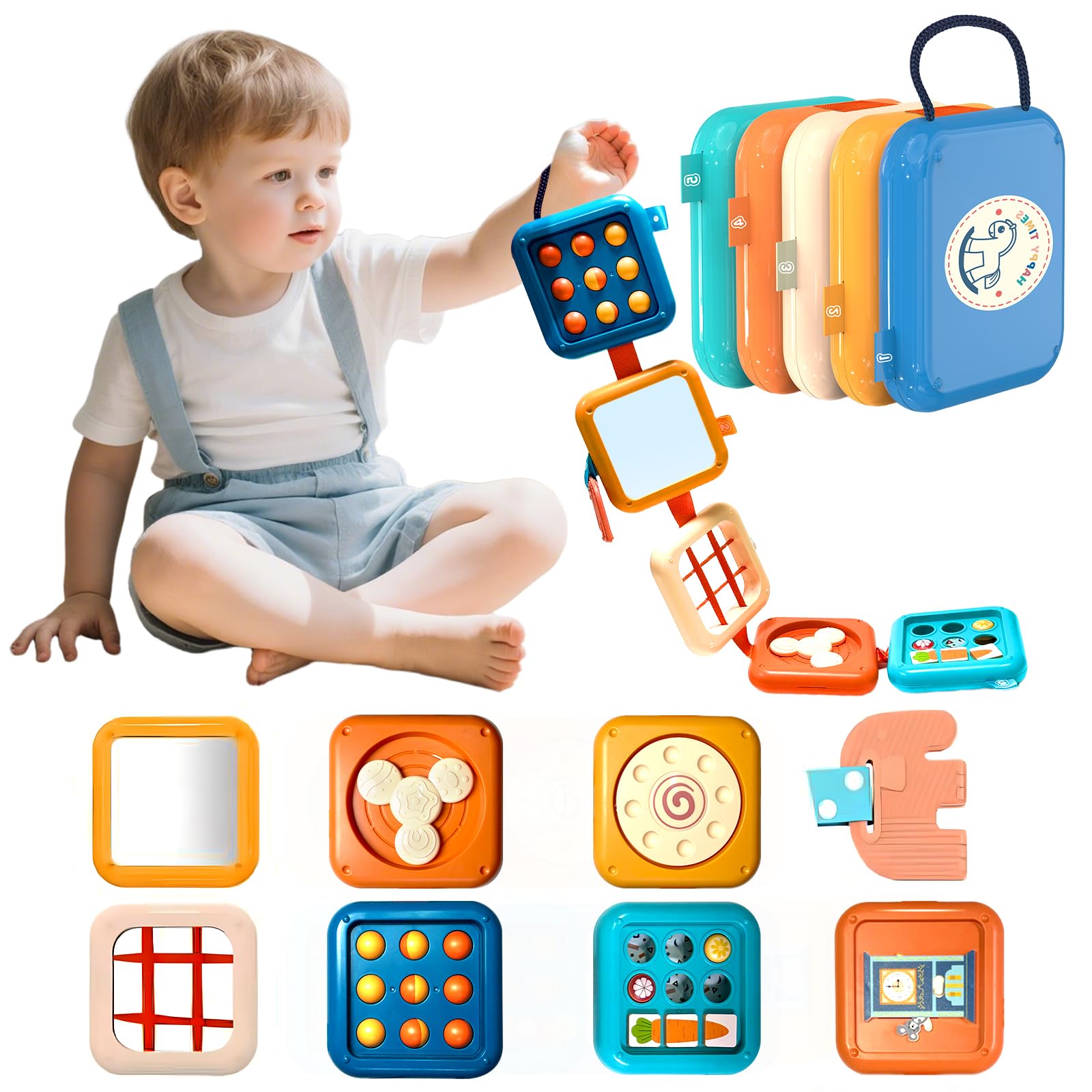 woollywink Baby Toy 1 Year Old, Busy Board Montessori Toy 1 2 3 Years, Sensory Toy for Toddler Travelling 12-18 Months+, Motor Skills Activity Cube Stackable Educational Games Baby Gift