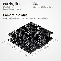 Upgraded 430x430mm Flexible Build Plate for Neptune