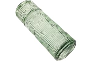 BETOOKY Embossed Glass Water Carafe and Tumbler Set with Lid, Green Pitcher and Glass for Bedside