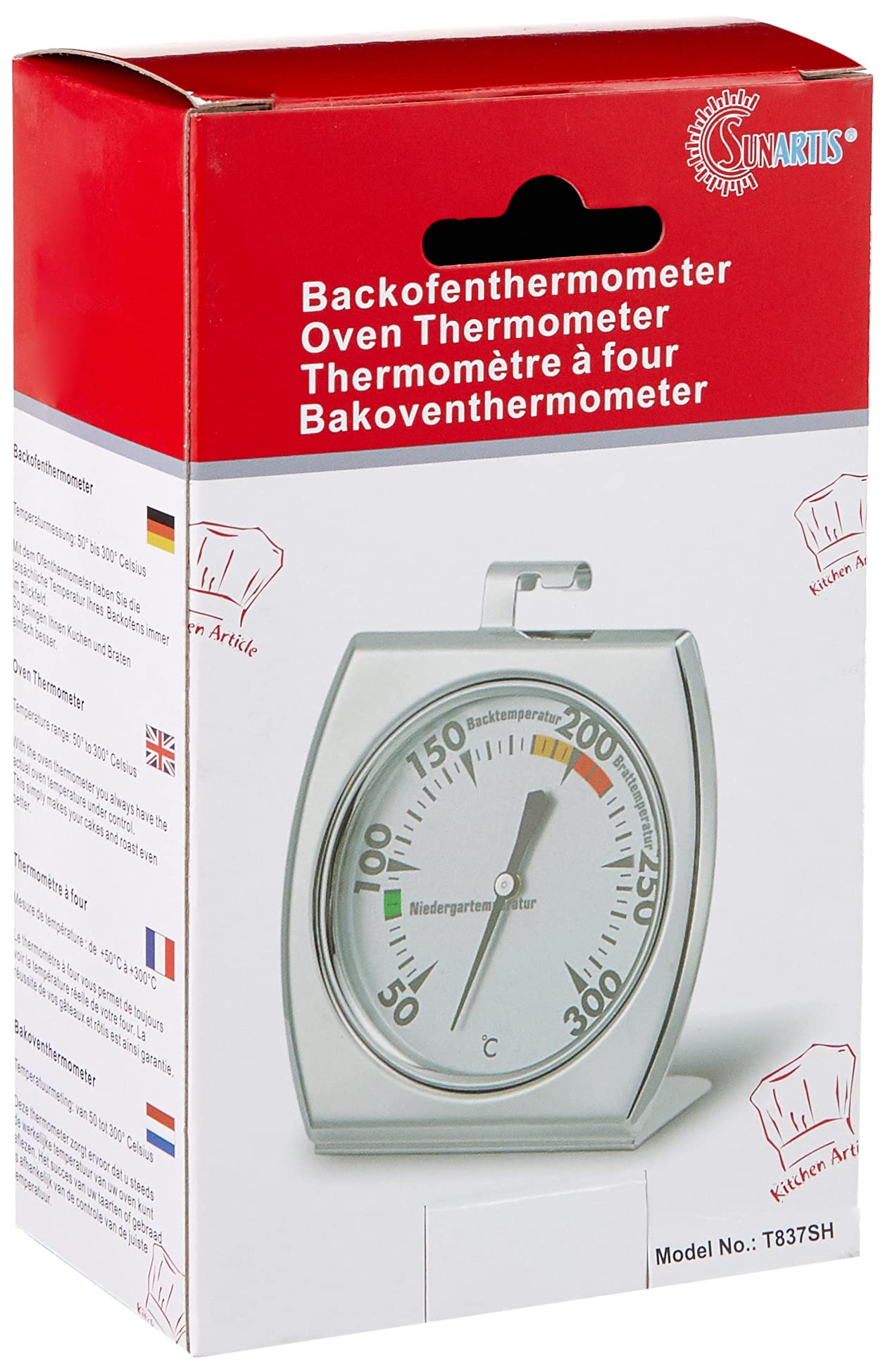 Sunartis T837H Oven Thermometer Stainless Steel Approx. 7 x 8 cm