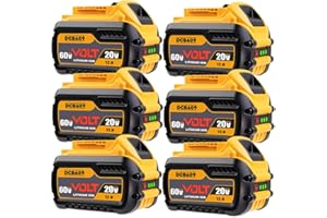 OTFIRSF 6Pack 60V/20V 12.0Ah High Capacity Replacement Battery, Compatible with DeWalt 20V/60V MAX Cordless Power Tools, Repl