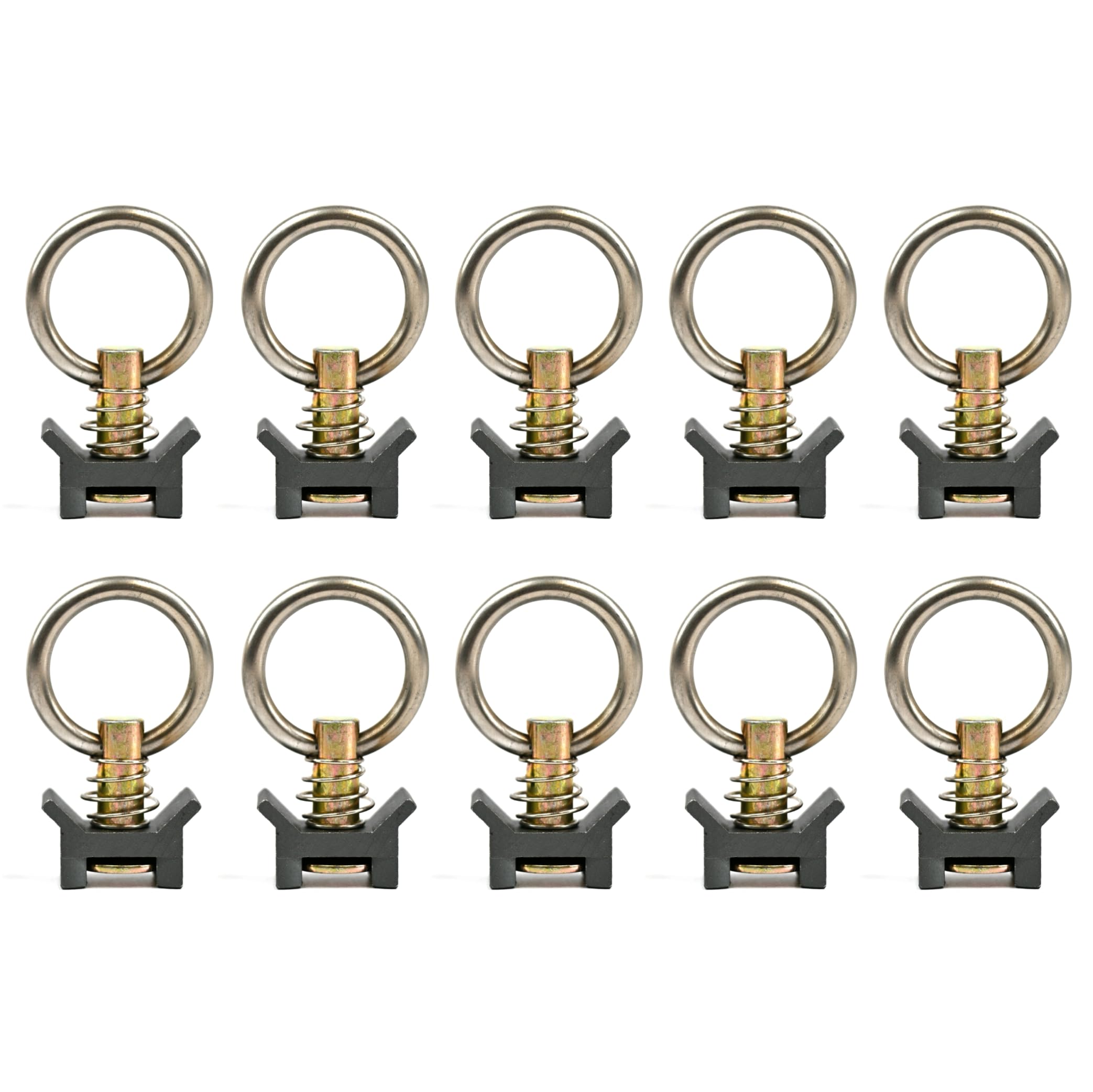 VanEssential Venture L-Track Spring Loaded Adjustable Tie Down Ring - Gray - 10 pcs