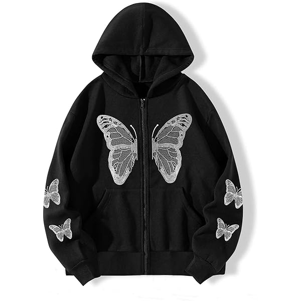 Kelabia Gothic Spider Web Graphic Hoodies Grunge Y2K Skeleton Zip