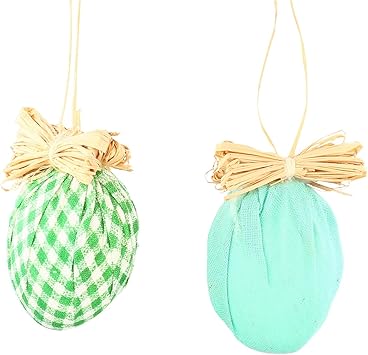 Amacasa Ostereier 12er Set Aufhanger Stoff Stroh Deko Ei Ostern Oster Dekoration Zum Aufhangen Grun 7 5cm Amazon De Kuche Haushalt