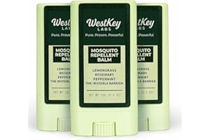 WestKey Labs Mosquito Repellent Balm Stick – 3-Pack (0.5oz Each) – DEET-Free, Plant-Based Bug Repellent for Kids & Adults – Natural Protection, Travel-Friendly, Safe for Outdoor Use