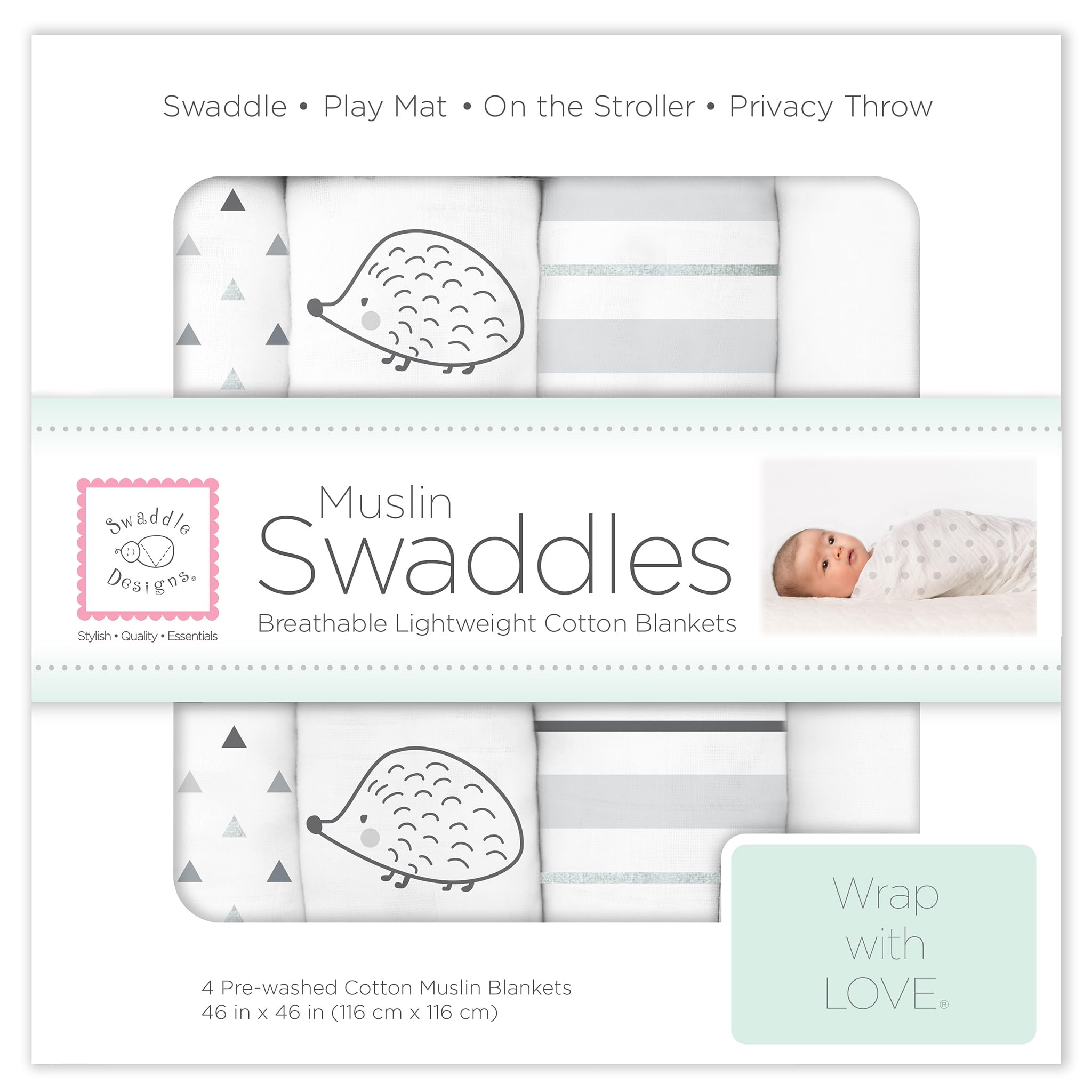 SwaddleDesigns Muslin Blankets, Sterling