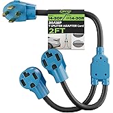 Elecan 30 Amp Dryer/EV Y Splitter Adapter Cord, 4 Prong NEMA 14-30P to 2X 14-30R for Power Extension Outlet Plug & Level 2 EV