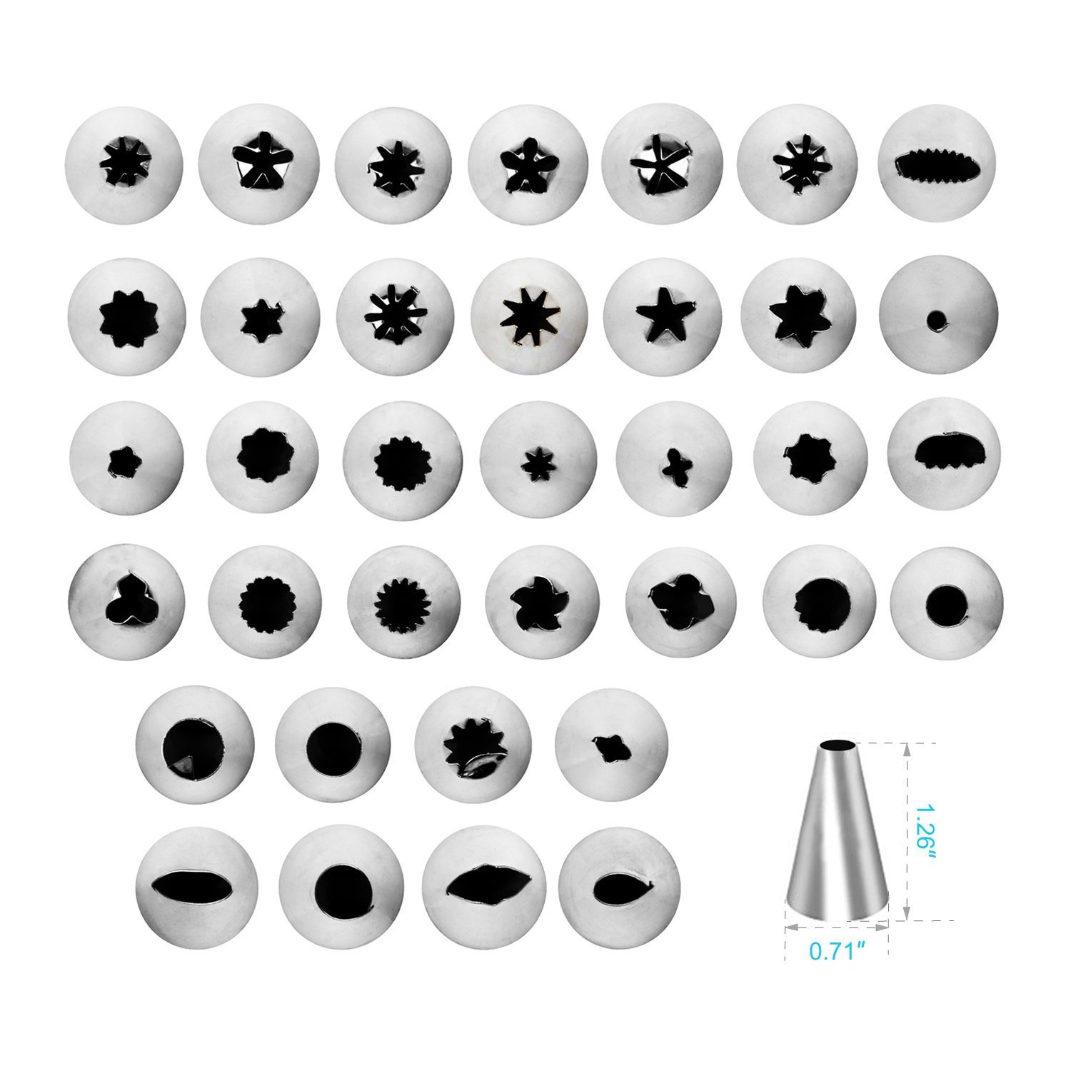 Cake Decorating Set,WERTIOO 51 Pieces Icing Piping Tips Set,Including 36 pcs Stainless Steel Piping Nozzles Tips with Storage Case, 2 Reusable Piping Bags,2 Couplers,10 Disposable Piping Bags