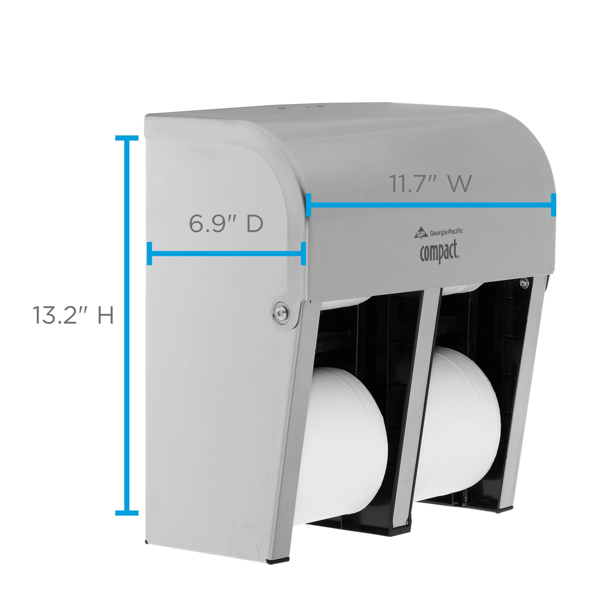 Compact 4Roll Quad Coreless HighCapacity Toilet Paper Dispenser by GP
