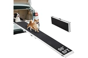 Ganggend 8FT Folding Dog Ramps for Large Dogs, Dog Ramps with Carrying Handle, Aluminum Frame Non-Slip Surface and Buckles, P