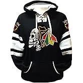 sweetlysynnd Fear The Feathers Skull Game Day Chicago Hockey Hoodie Black/White