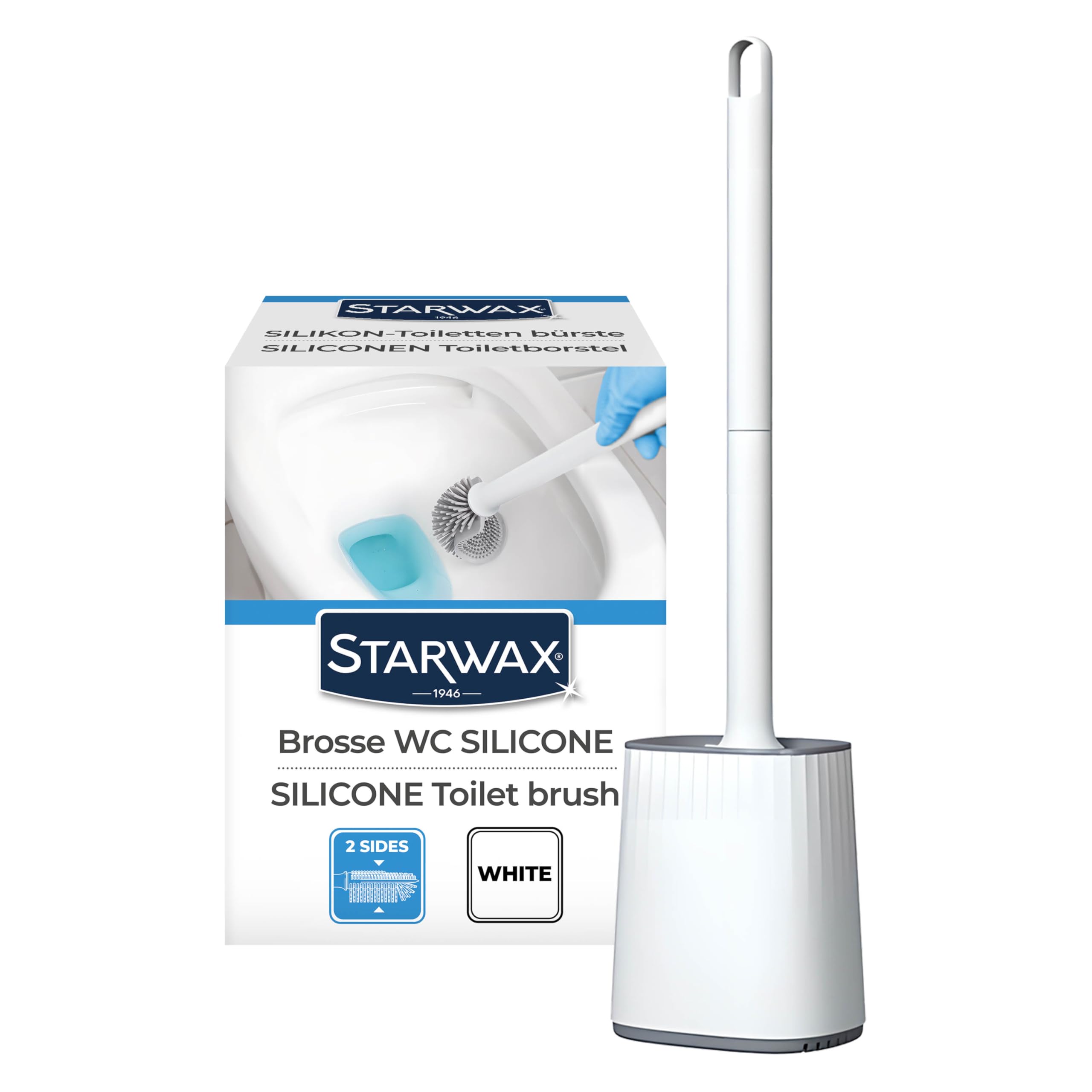 STARWAX WC-Bürste Silikon doppelseitig Weiß