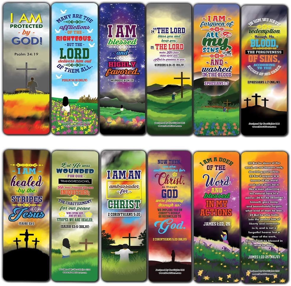 Amazon Com I Am Daily Declaration For Christian Bookmarks Nkjv Series 3 12 Pack Vbs Sunday School Easter Baptism Thanksgiving Christmas Rewards Encouragement Gift Office Products