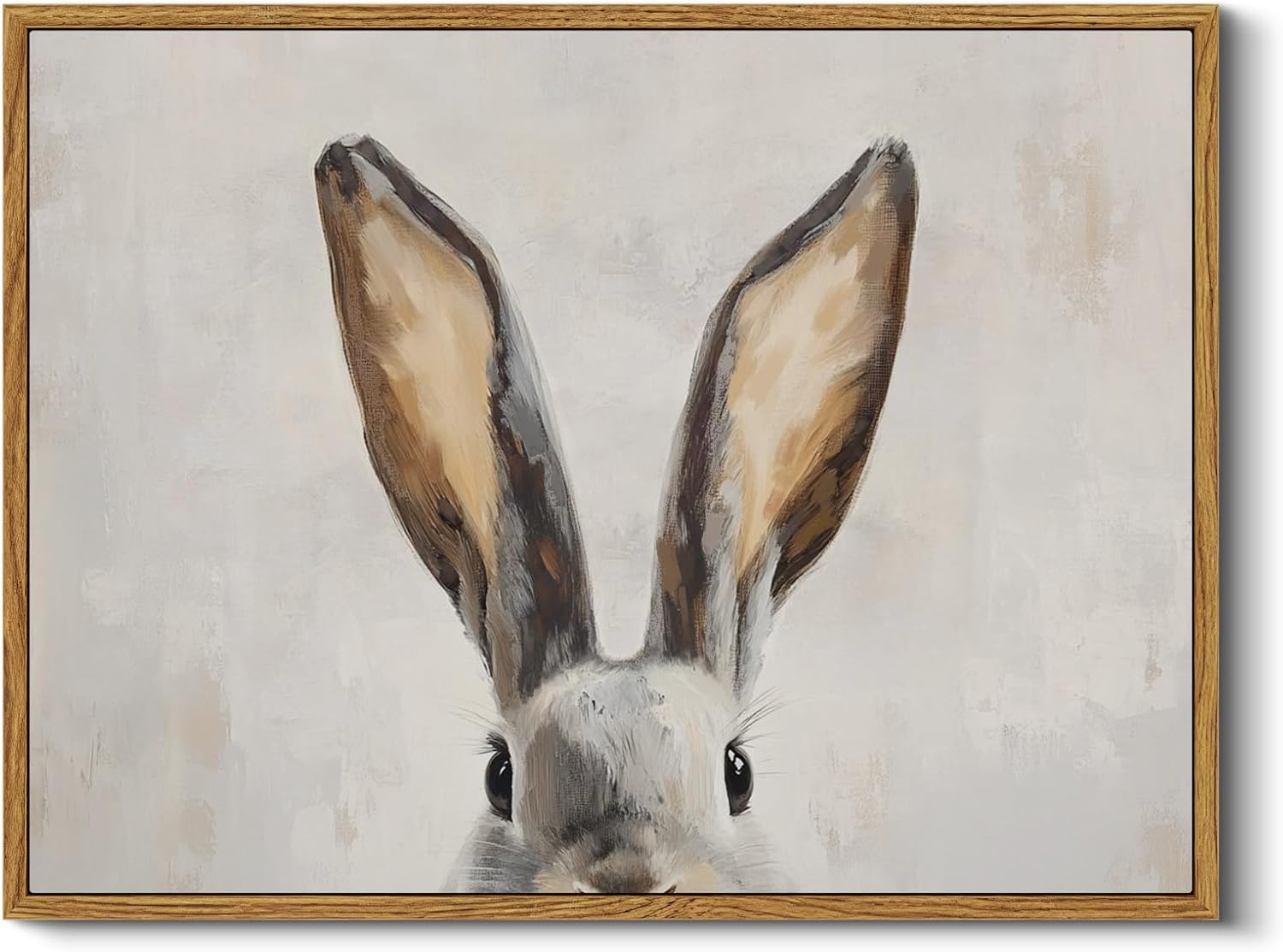 Wall Décor - InSimSea Framed Canvas Wall Art Funny Easter Bunny Prints Wall Decor Cute Rabbit Ears Pictures Aesthetic Room Décor Animals Artwork for Kids Room, Living Room, Bedroom or Festive Spaces 12x16In