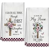 Ayyiate 2 Pcs Christian Kitchen Towels Absorbent Religious Dish Towels 24 x 16 Inch Religious Gifts for Women Bible Verse Hand Tea Towel for Kitchen Decor