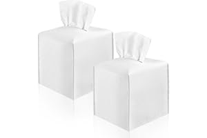 2 Pack, VIVIDLY Tissue Box Cover Holder, Square Modern PU Leather Tissue Box Holder, Can be Used for Bathroom Dressing Table, Bedside Table, Office Desk & Car 5"X5"X5"- (White, 2)
