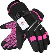 MOREOK Waterproof Windproof Winter Gloves 3M Thinsulate -30F Touchscreen Pink S