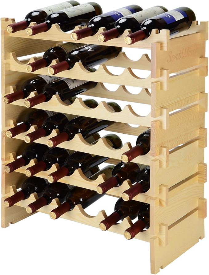 SortWise 36 Bottle Stackable Modular Wine Rack, Free Standing Solid