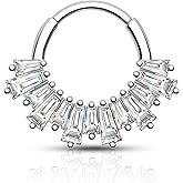 Agrewd Minimalist Septum Rings 16G Silver Septum Jewelry Clear CZ Helix Daith Earrings for Women Stainless Steel Daith Piercing Jewelry